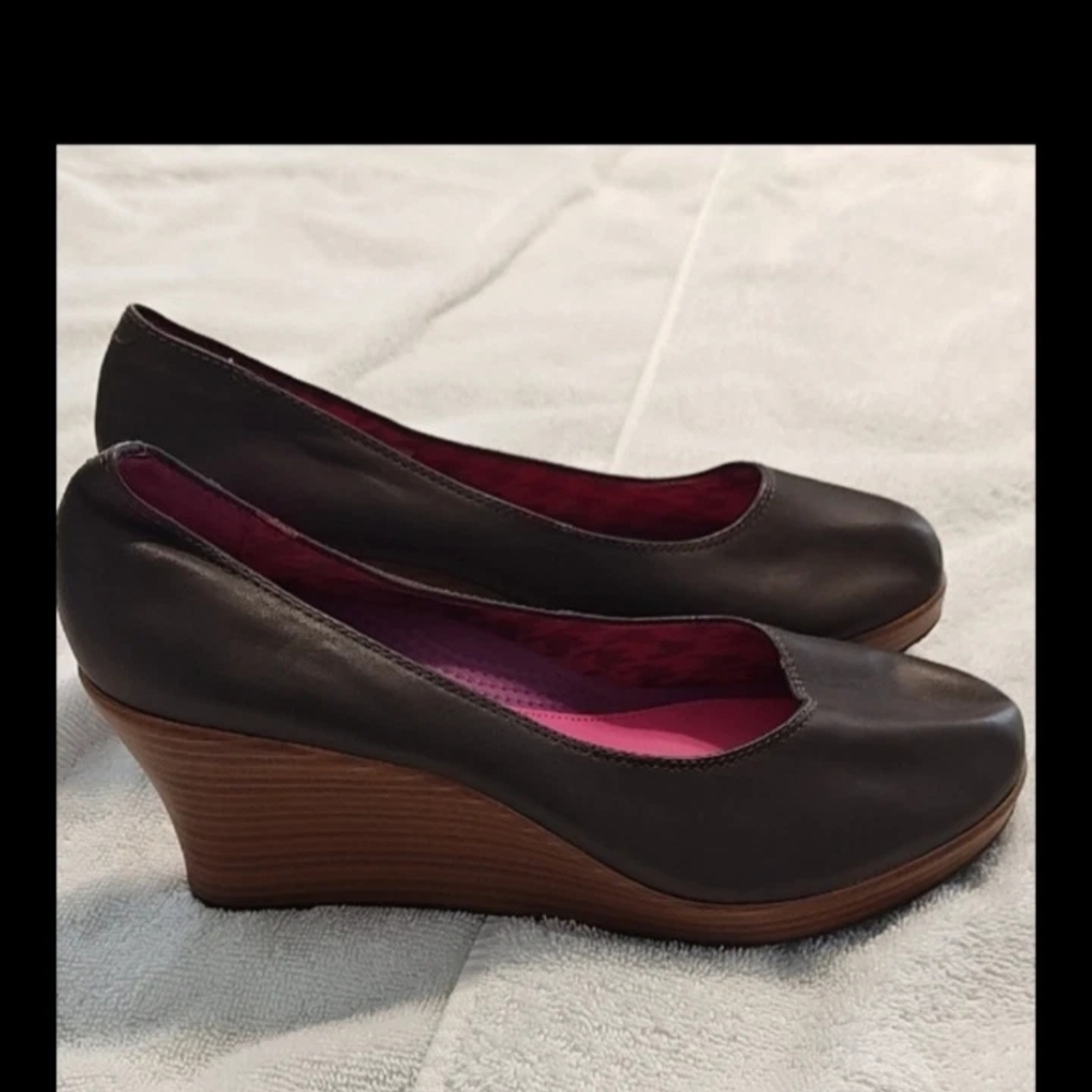 women Crocs Black Wedge Heeled slip on Shoes W9